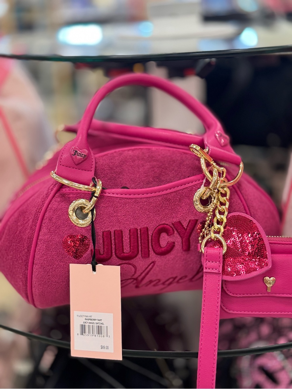 Juicy Couture Angel Velour Satchel -Raspberry Tart
